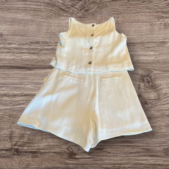 Greylin Women's Creamy White Sleeveless Linen Blend Shorts Romper Size XS - Picture 2 of 9